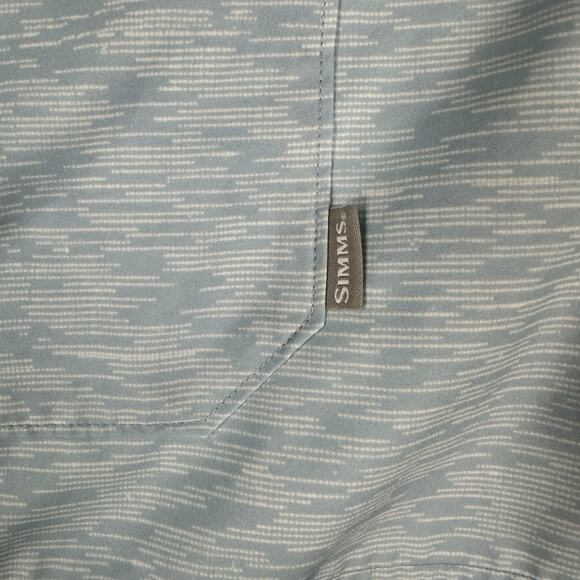 Simms Double Haul Button Up Short Shirt Fishing Pockets UPF 30+ Blue Men's XL - Picture 3 of 8